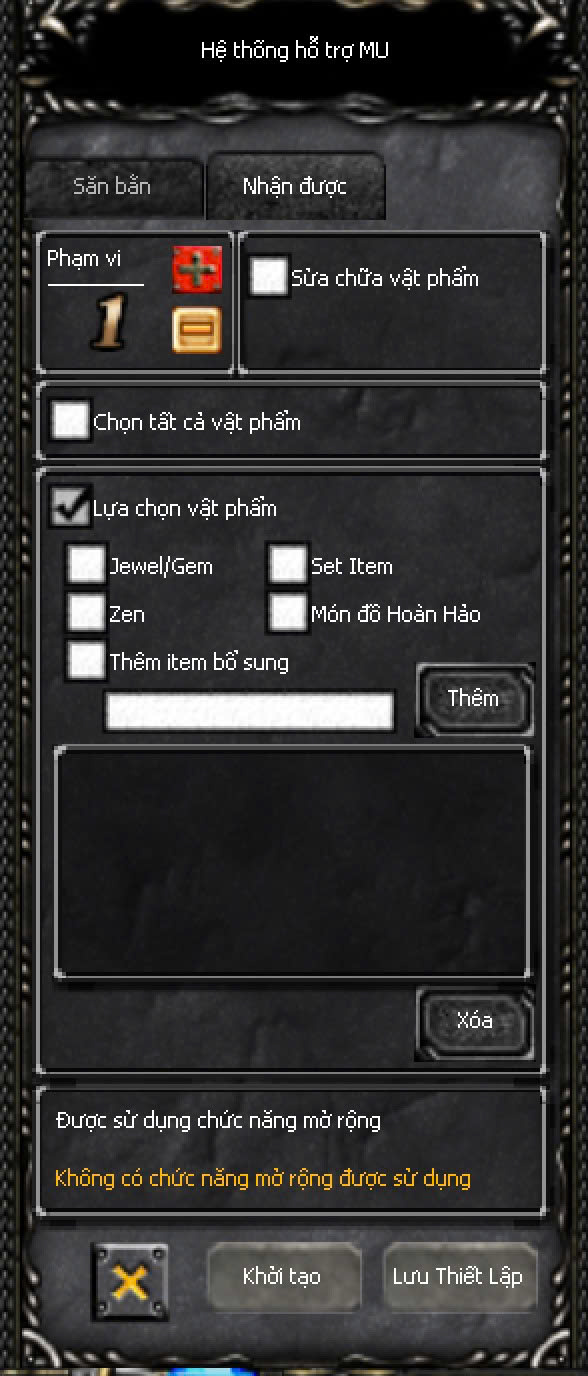 Cấu hình auto nhặt đồ