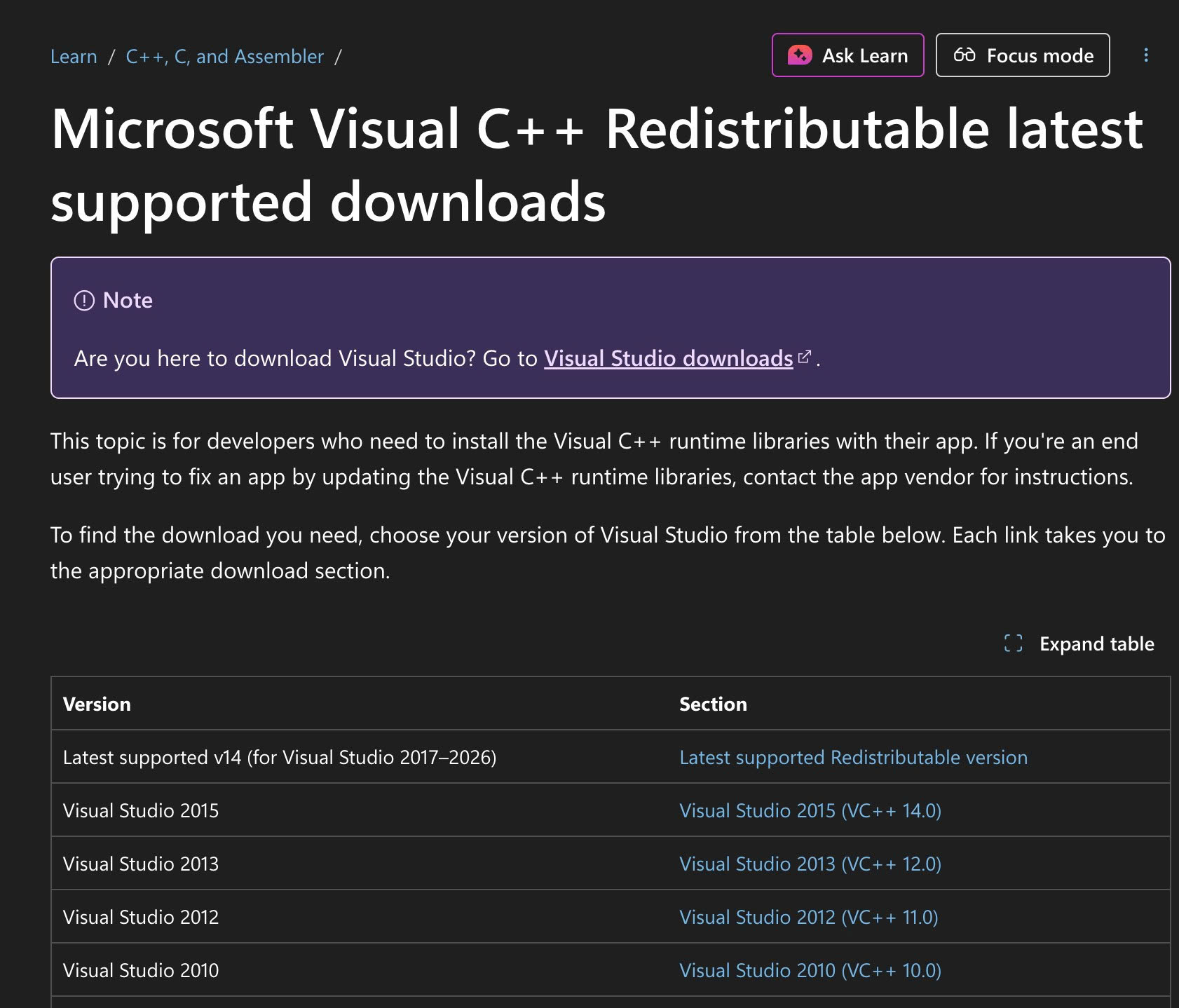 Cài đặt Visual C++ sửa lỗi Main.dll