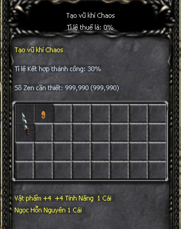 Nguyên liệu Tạo vũ khí Chaos